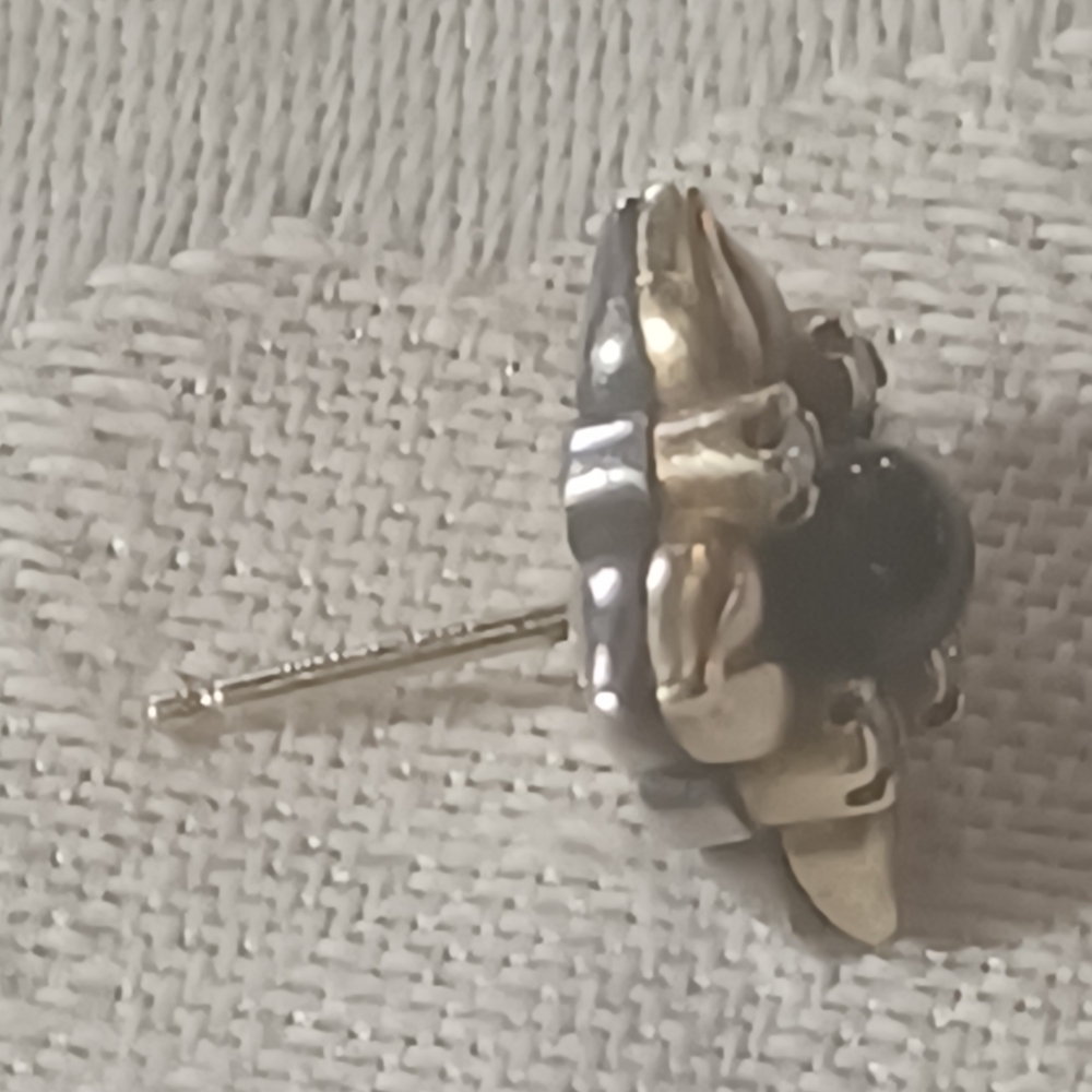 LAGOS Arcadian Onyx and Diamond Flower Stud Earrings, SS & 18k - Picture 9 of 13